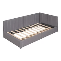 Upholstered Daybed With 2 Storage Drawers Twin Size Sofa Bed Frame No Box Spring Needed