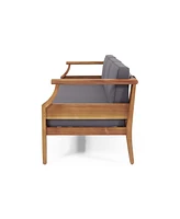 Mid-Century Luxury Outdoor Sofa Acacia Wood and Water-Resistant Cushions