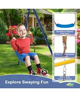 Slickblue Boys 4-in-1 660 lbs Heavy Duty Swing Set Aged 3-9 Years Old-Yellow