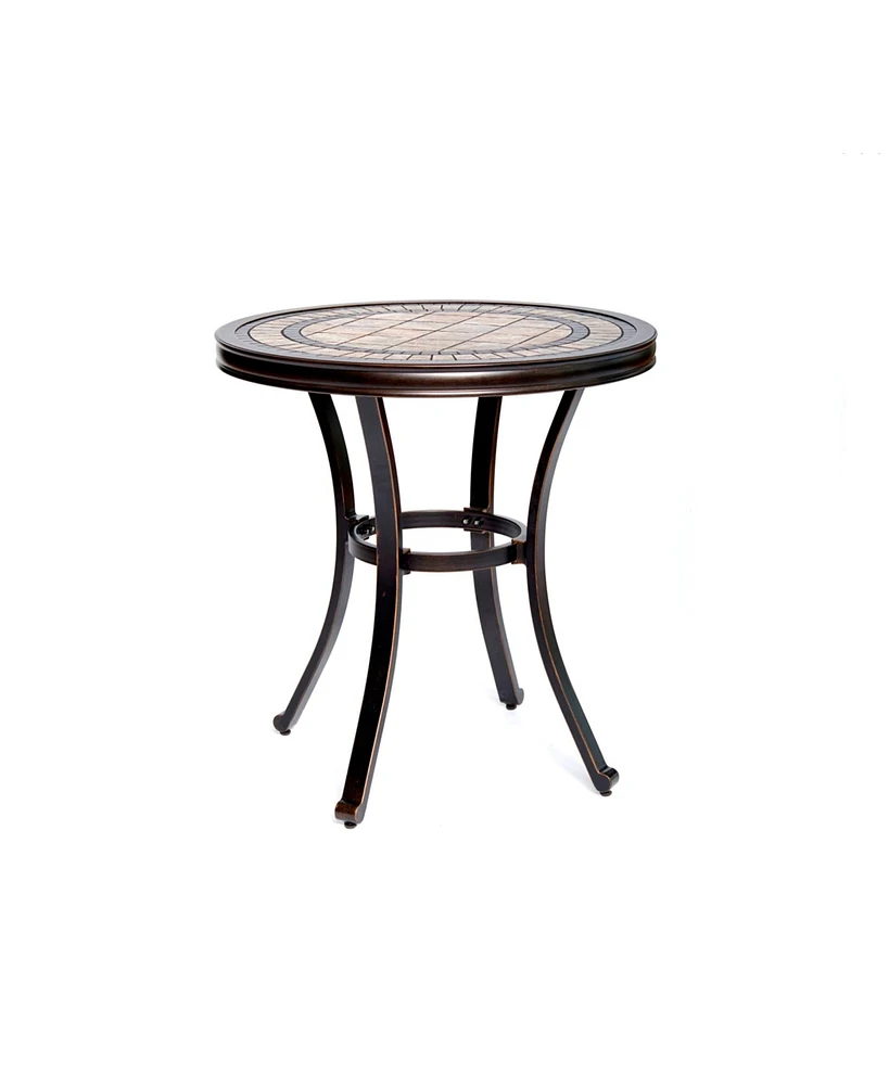 Mondawe 28 In. Width Round Aluminum Table Outdoor Bistro Table for Patio Balcony