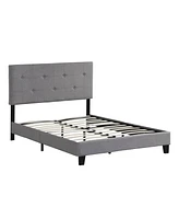 Simplie Fun Full Size Upholstered Platform Bed Frame With Modern Button Tufted Linen Fabric Headboard