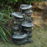 Streamdale Furniture Cascading Elegance 4-Tier Rock Fountain for Patio Tranquility