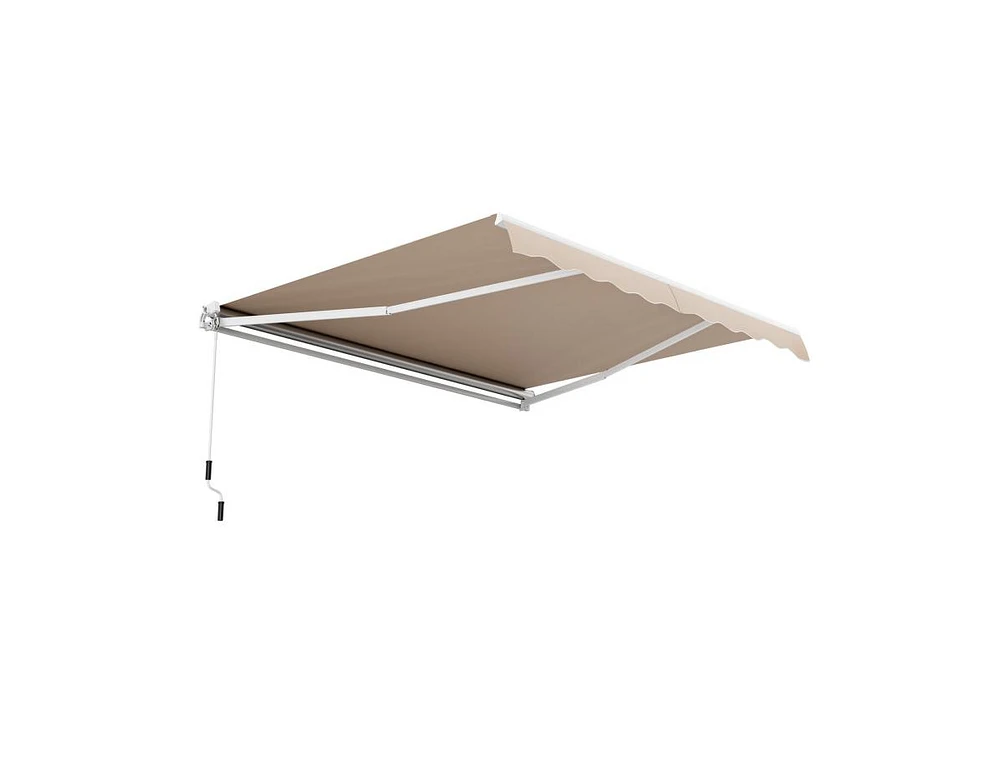 Slickblue 12 x 10 Feet Retractable Patio Awning Aluminum Sunshade Shelter-Beige