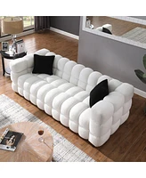 Simplie Fun 84.3" Marshmallow Sofa, White Boucle, 3 Seater