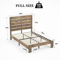 Full Size Wood Platform Bed Frame, Noise Free, Easy Assembly, Under Bed Storage