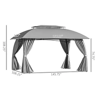 Spacious and Serene 13'x9.7' Double-Vented Gazebo with Privacy Curtains