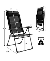 Slickblue 2 Pcs Portable Patio Folding Dining Chairs with Headrest Adjust for Camping -Black