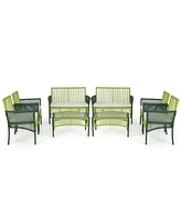 Slickblue 4 Piece Patio Round Wicker Conversation Set