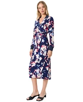 Jones New York Women's Collared Twisted Wrap Midi Dress