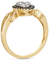 Le Vian Nude Diamond & Chocolate Diamond Pear Halo Ring (1/2 ct. t.w.) in 14k Two-Tone Gold