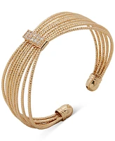 Anne Klein Boxed Gold Tone Crystal Multirow Cuff Bracelet