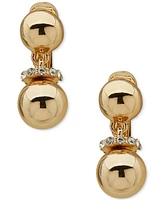 Anne Klein Gold-Tone Pave Rondelle Clip-On Drop Earrings