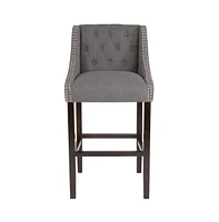 Hadleigh Upholstered Barstool 30" High Transitional Tufted Barstool With Accent Nail Trim