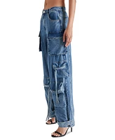 Steve Madden Women's Duo Denim Cotton Cargo Pants