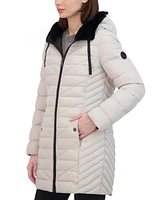 Nautica Women's Faux-Fur-Trim Hooded Packable Puffer Coat