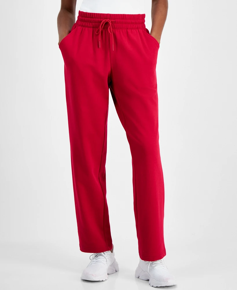 Id Ideology Women's High-Rise Straight-leg Fleece Sweatpants, Created for Macy's