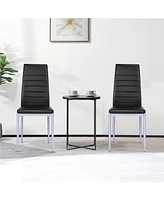 Slickblue 4 Pieces Pvc Elegant Design Leather Dining Chairs with Solid Metal Legs