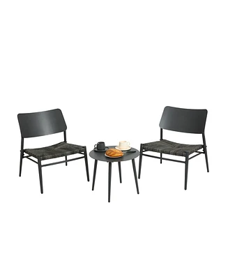 Simplie Fun 3 Piece Aluminum Outdoor Bistro Table and Chairs Set for Comfort and Stability