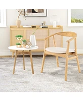 Slickblue Wicker Accent Chair with Armrest and Curved Backrest-Natural