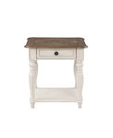 Simplie Fun Florian End Table in Oak & Antique White Finish