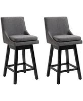 Homcom 28" Set of 2 Upholstered Swivel Bar Height Dining Room Chairs w/ Footrest