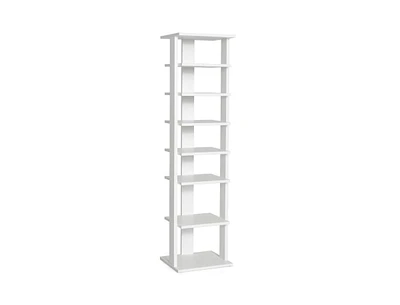 Slickblue 7-Tier Slim Wooden Vertical Shoe Rack for Entryway-White