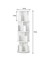 gaomon 4-Tier Rotating Corner Bookshelf, Wood Floor Standing Bookcase Display Storage Rack