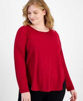 Id Ideology Plus Size Essentials Long Sleeve T-Shirt, Created for Macy's