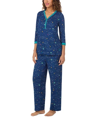 Cuddl Duds Women's 2-Pc. Printed 3/4-Sleeve Pajamas Set