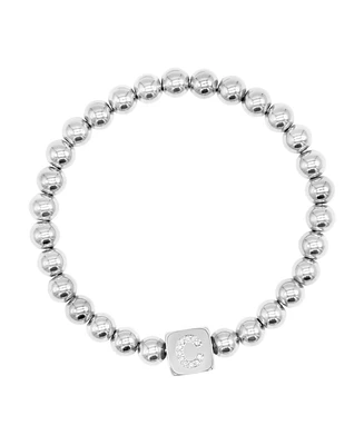 Adornia Silver Crystal Initial Cube Stretch Bracelet