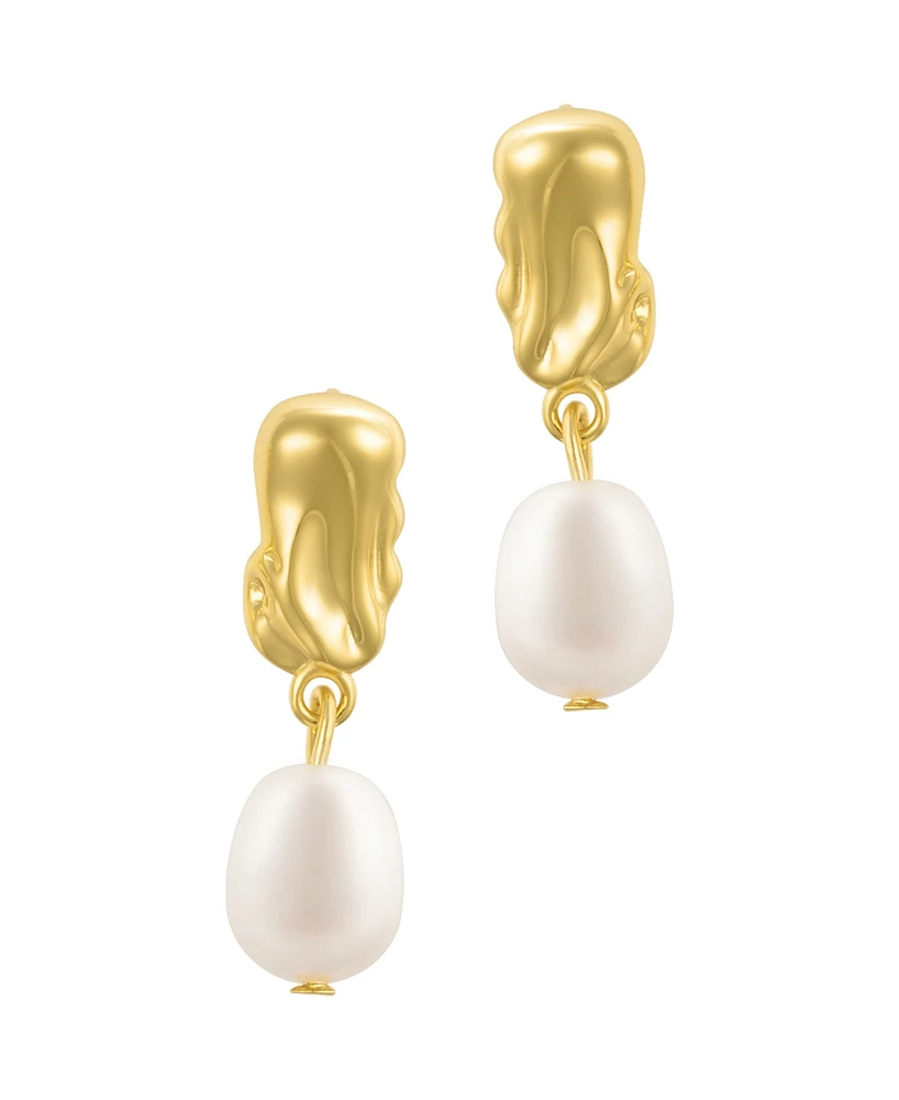 Adornia Gold Freshwater Cultivated Pearl Mini Drops with Organic Detail