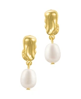 Adornia Gold Freshwater Cultivated Pearl Mini Drops with Organic Detail