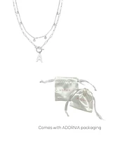 Adornia Silver Tarnish Resistant Confetti and Paperclip Layered Initial Toggle Necklace