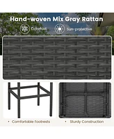 5 Pieces Outdoor Wicker Bar Table Set with Hidden Storage Shelves