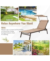 Inolait Outdoor Chaise Lounge Chair with Sunshade and 6 Adjustable Position