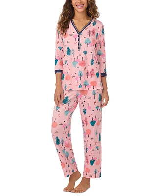 Cuddl Duds Women's 2-Pc. Printed 3/4-Sleeve Pajamas Set