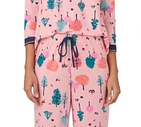 Cuddl Duds Women's 2-Pc. Printed 3/4-Sleeve Pajamas Set