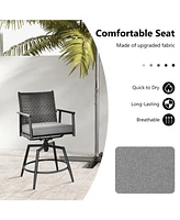 Sugift 360 Degree Swivel Bar Stool Set of 2 with Metal Frame and Pe Rattan Backrest