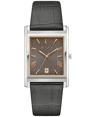 Bulova Men's Sutton Gray Leather Strap Watch 29mm