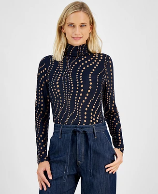 Tommy Hilfiger Women's Dot Print Turtleneck Top