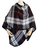 Fraas Women's Solid Border Plaid Rounded Edge Wrap