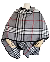 Fraas Women's Solid Border Plaid Rounded Edge Wrap