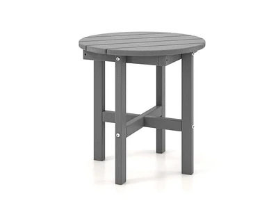 Slickblue 18 Inch Adirondack Round Side Table with Cross Base and Slatted Surface-Grey