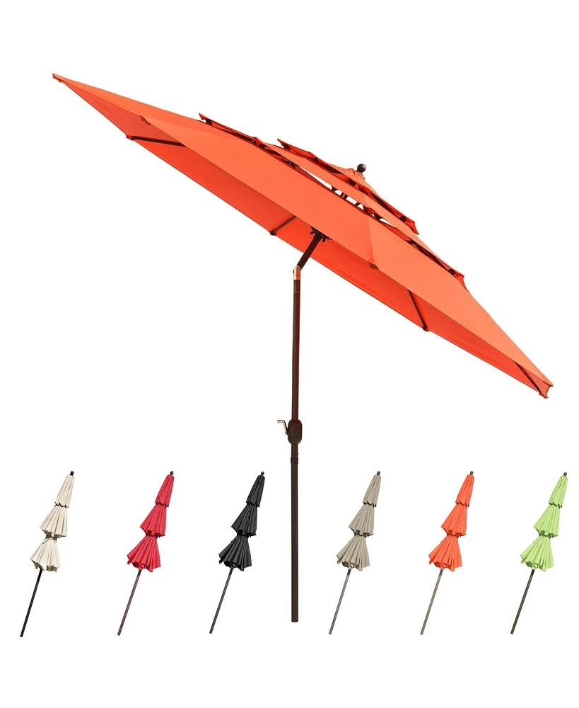 Yescom 3 Tier Patio Umbrella with Crank Handle Push to Tilt Outdoor Yard, Orange