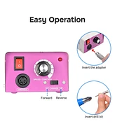 Byootique 20,000RPM Pen & Foot Pedal Control Nail Drill Art Kit File 6 Bits Acrylic Manicure