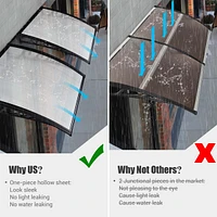 Yescom 2Pcs 40"x40" Door Window Awning Whole One-piece Polycarbonate UV30+ Outdoor Rain Snow Protection White Board