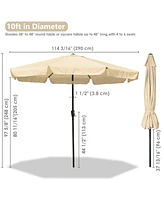 Yescom 10Ft 8 Rib Outdoor Patio Umbrella Market Valance Crank Handle Push to Tilt Beach