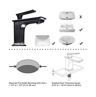 Yescom Simple 1 Hole Bathroom Square Faucet Undermount Sink Cold & Hot Water Orb Diy