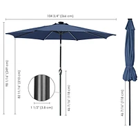 Yescom 9ft Solar Led Patio Umbrella Outdoor Parasol Backyard Sunshade Tilt with Crank