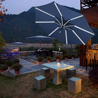 9ft Solar Power Led Patio Umbrella Outdoor Yard Parasol Sunshade Tilt with Crank